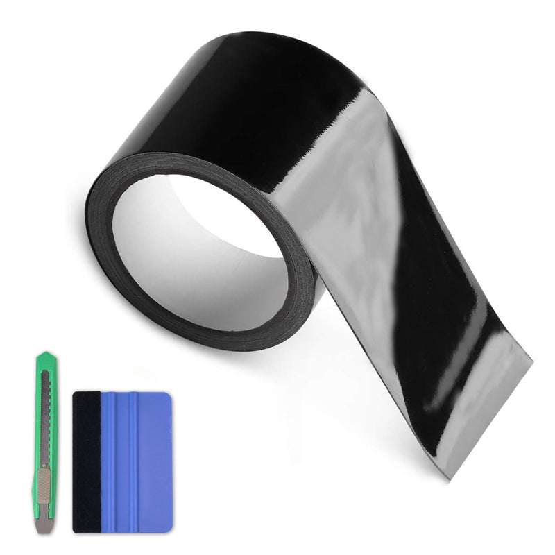 Arespark Gloss Black Vinyl Wrap  Cars Vinyl Film Tapes Kit for Blackout Chrome Delete Window Trim Door with Free Tools (3in x 30feet) - Image 1